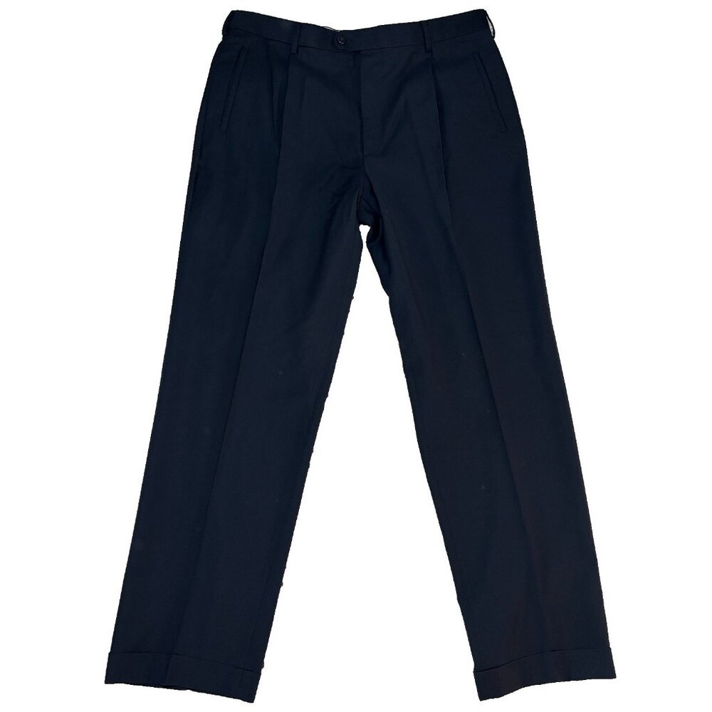 Zanella Bob Mens Blue Pure Virgin Wool‎ Dress Pants Made in Italy Slacks 38x32